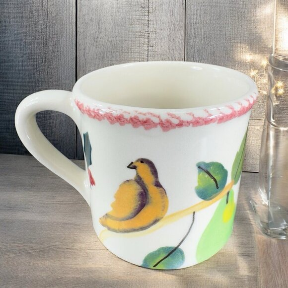 Hartstone Dove Partridge Pear Holly Bird Coffee Mug Cup Stoneware Vintage Mug - Picture 1 of 12